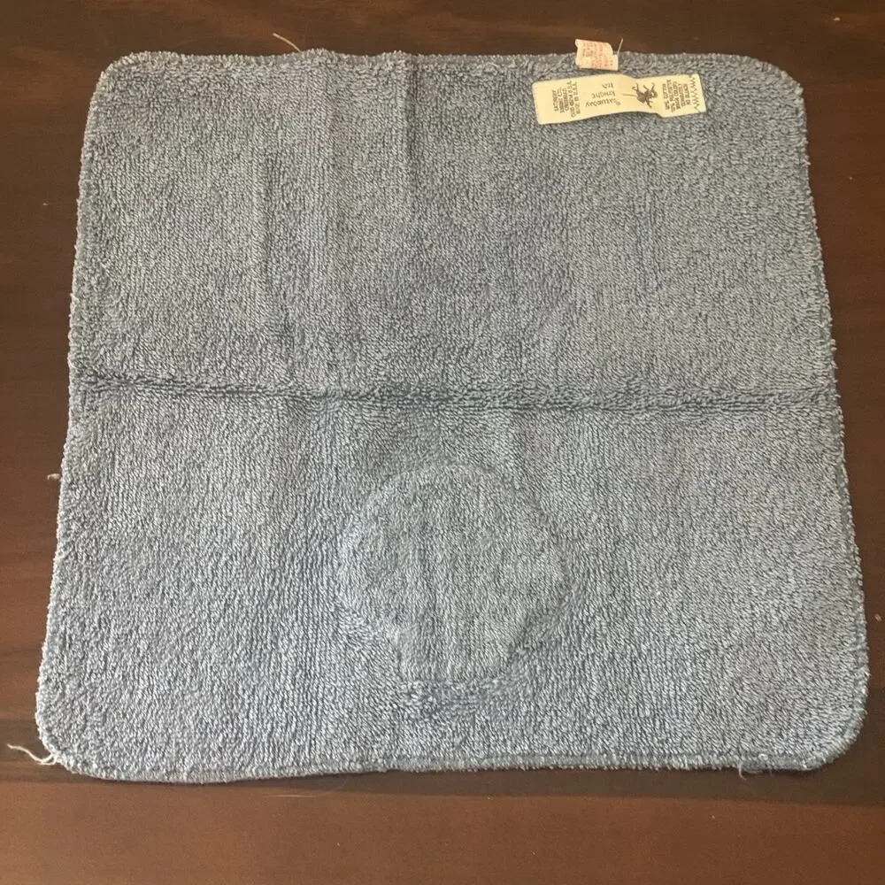 VTG Saturday Knight Bath Towel & Wash Rag Blue Sea Shell Embellished Cotton US